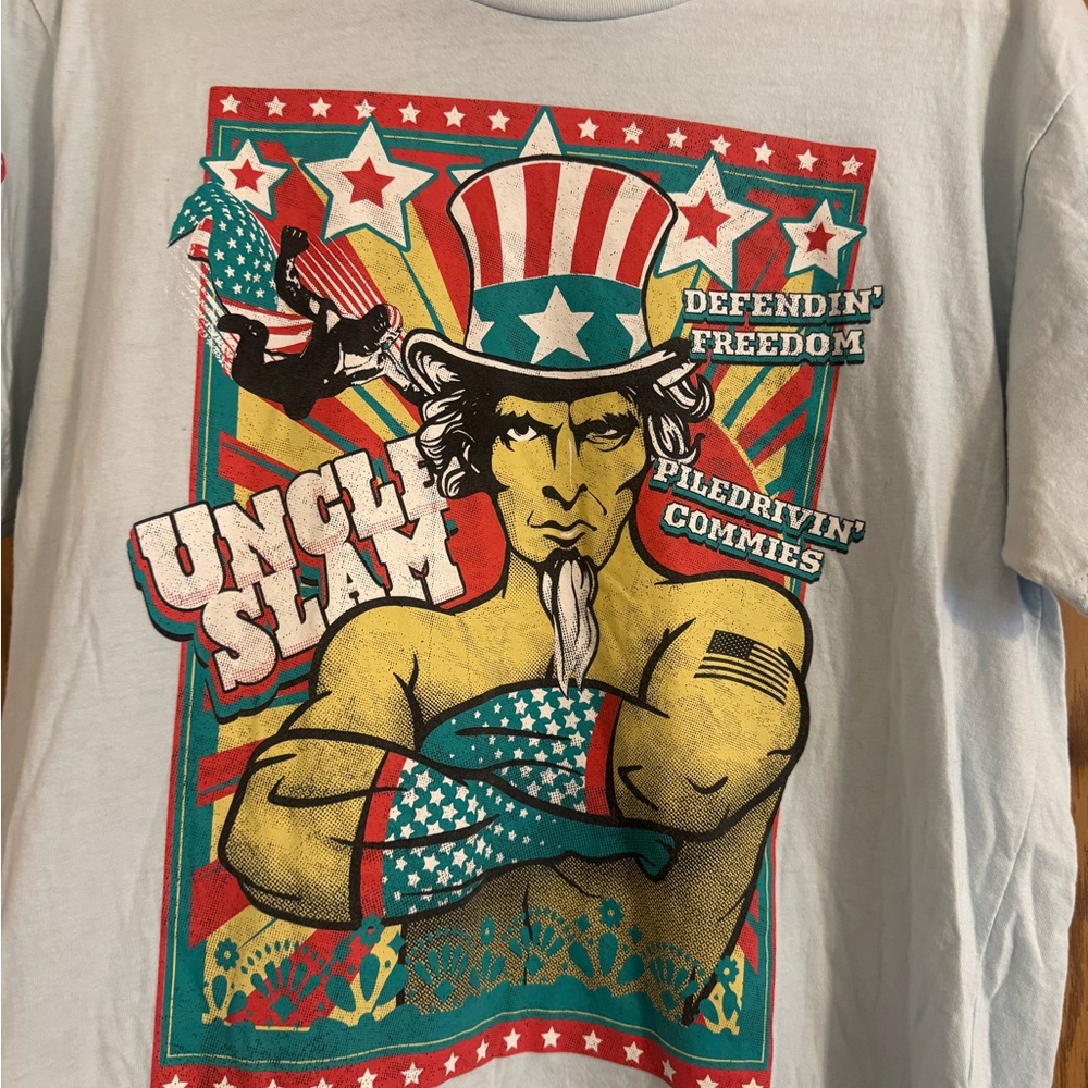 Grunt Style Patriotic Graphic Tee Shirt , Light Blue, Size Large. - Picture 2 of 11